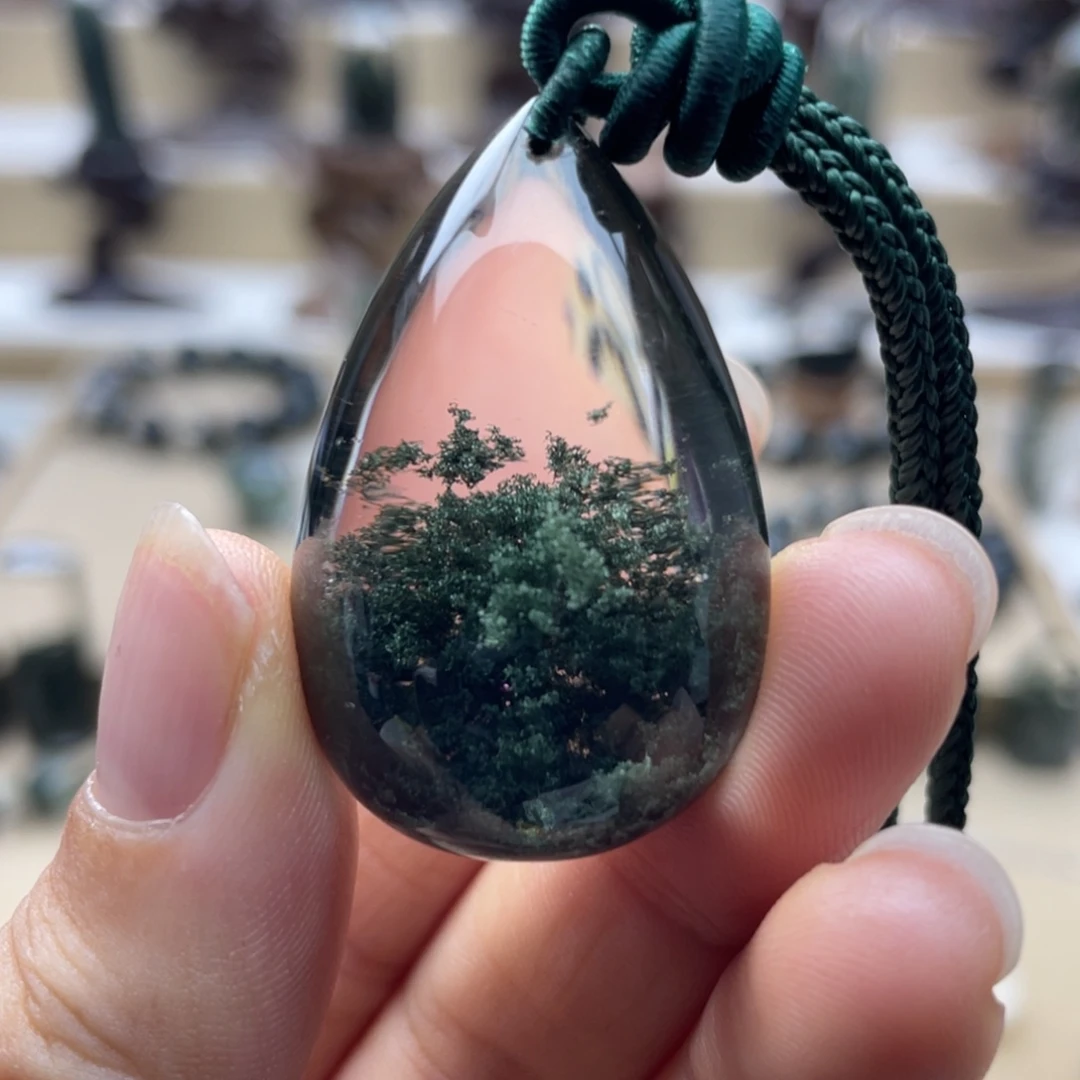颈饰未镶嵌水晶绿幽灵聚宝盆水滴