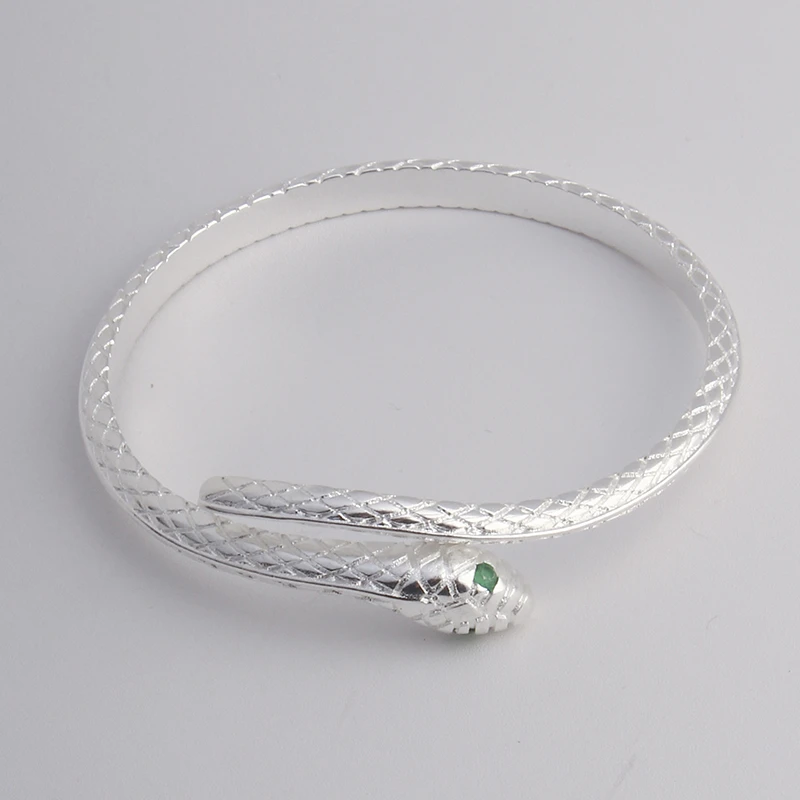 足银手镯 足银手镯B13灵蛇手镯开口可调节实心银手镯经典百搭