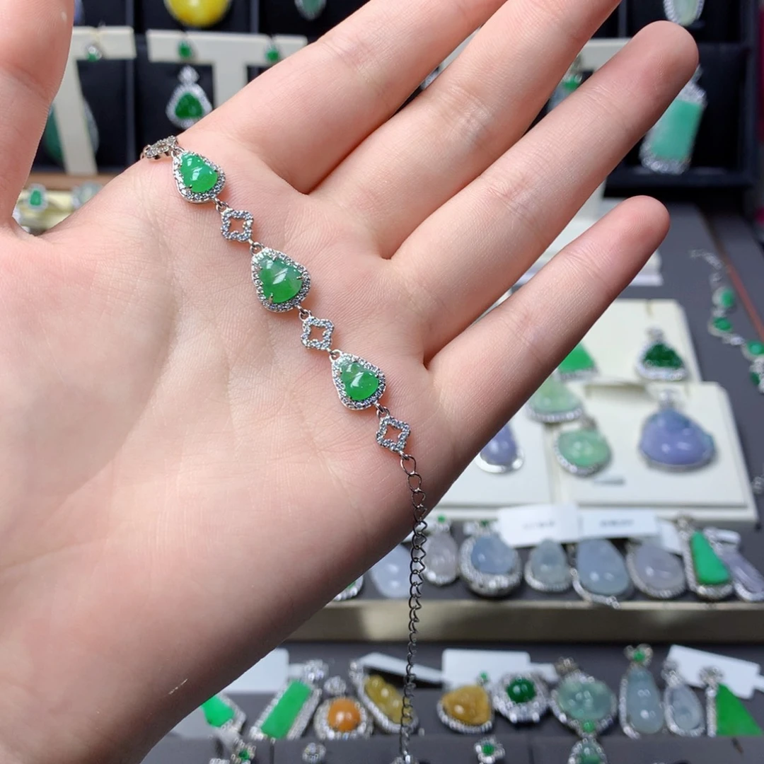 翡翠银S925镶嵌挂件