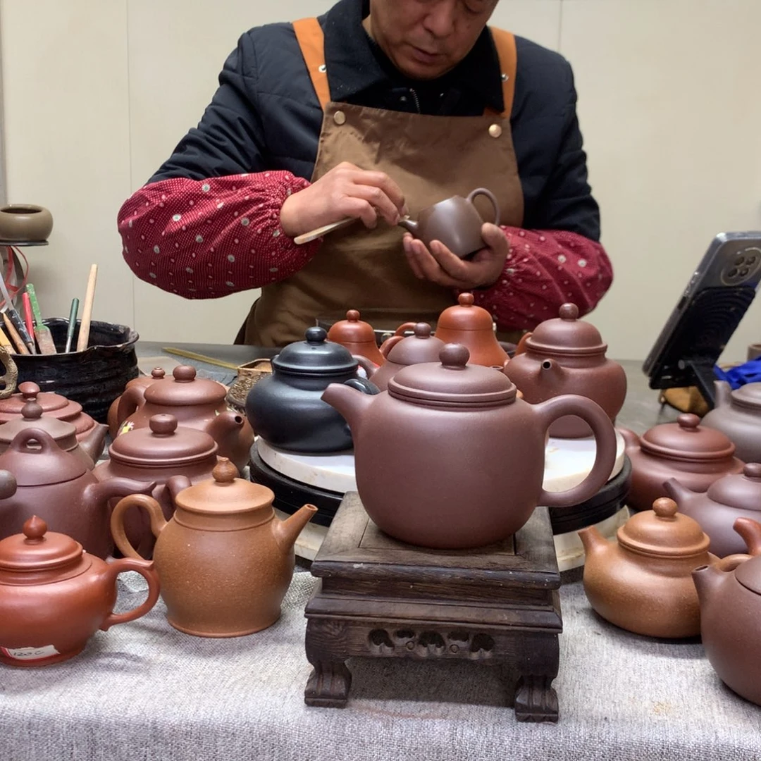 紫泥茶壶鲍尊260 C半手工制作