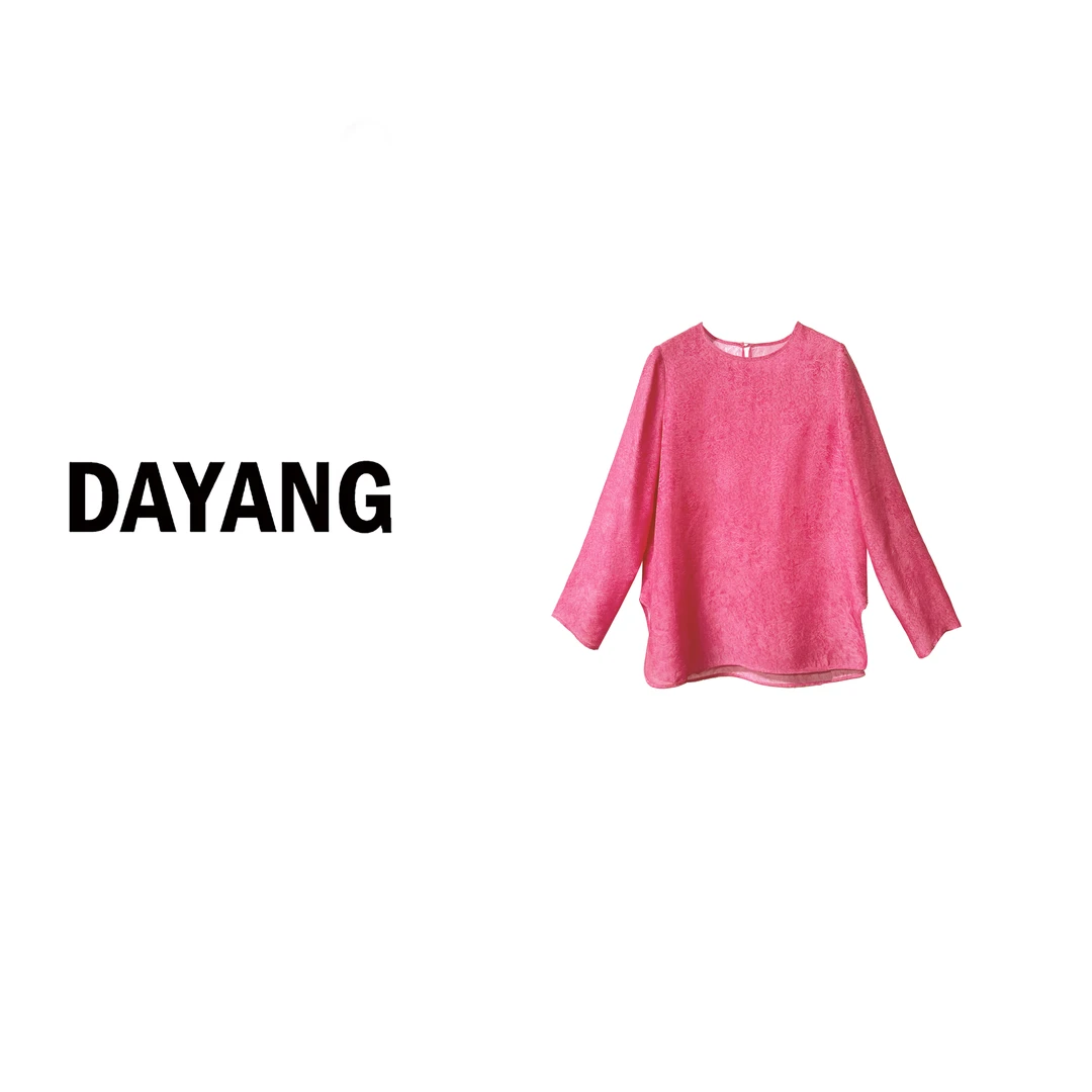 【DAYANG】粉红假日 显白呼吸垂坠圆领透孔花萝提花长袖T