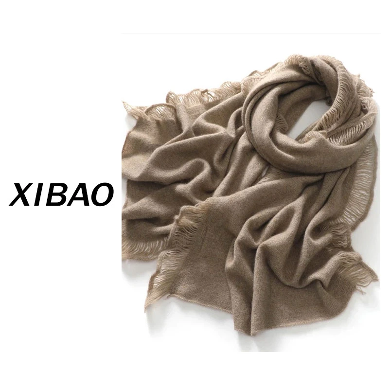 【100%纯山羊绒】流苏围脖披肩保暖针织围巾GH