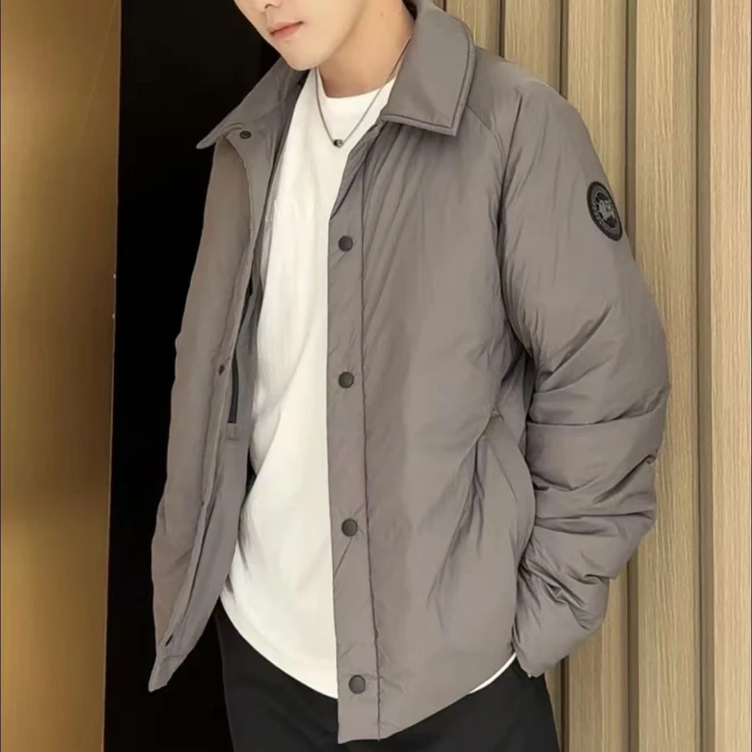 未使用 CANADA GOOSE 加拿大鹅Lodge 黑标海岸灰教练羽绒夹克外套