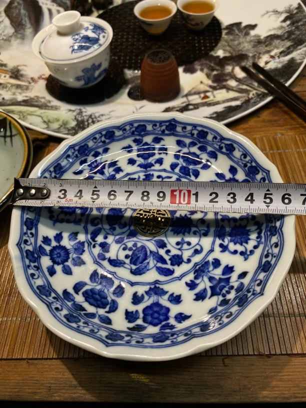 创意手改·青花缠枝莲排水壶承（16.5X4.5）