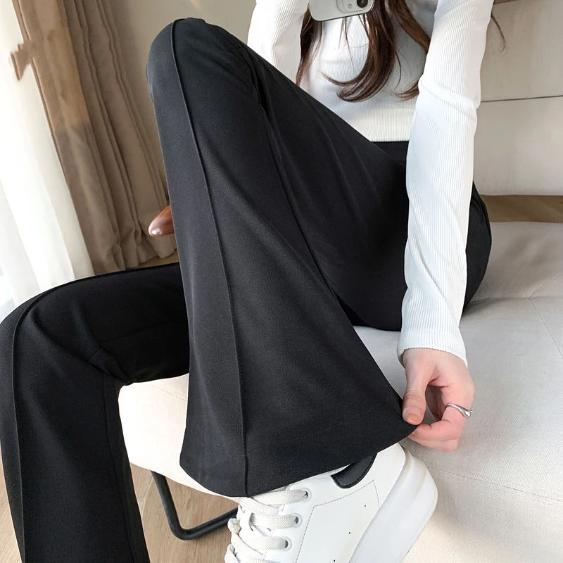 33030 微喇裤女春季2025新款垂感显瘦休闲紧身弹力喇叭裤气质高腰