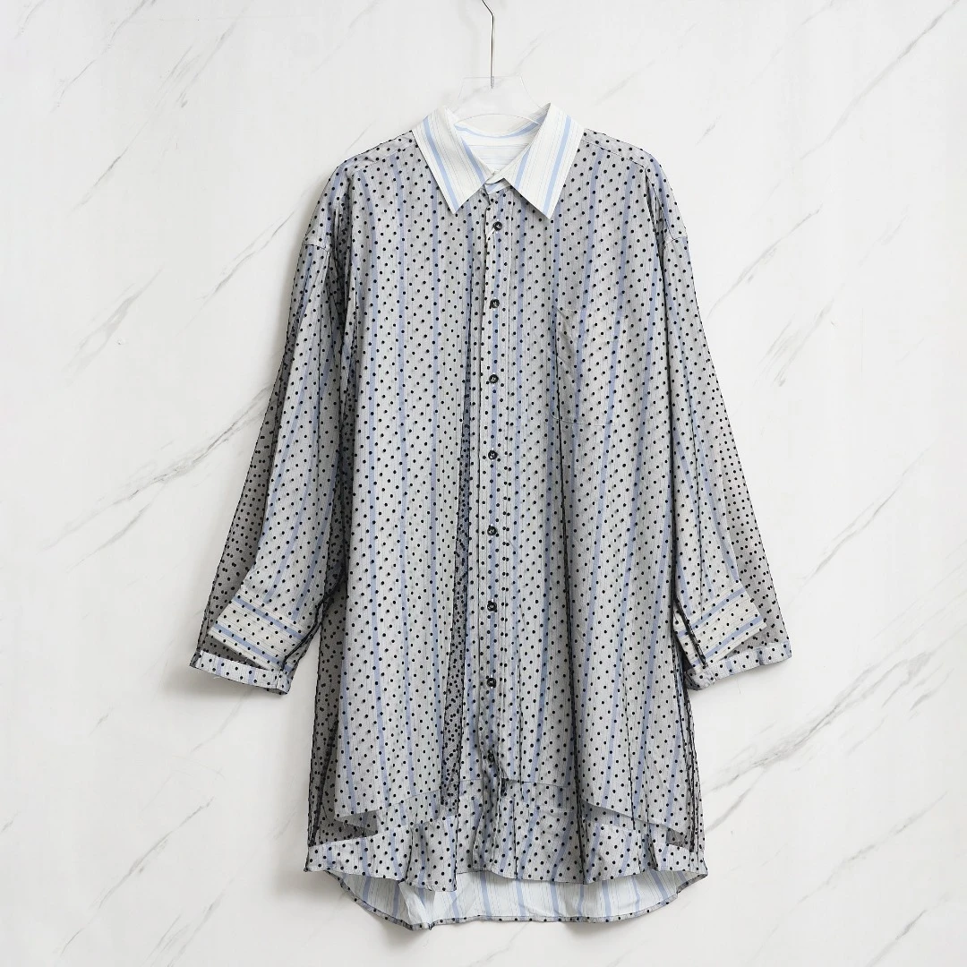 全新未使用/Maison Margiela女士波点拼接衬衫MMGU00451