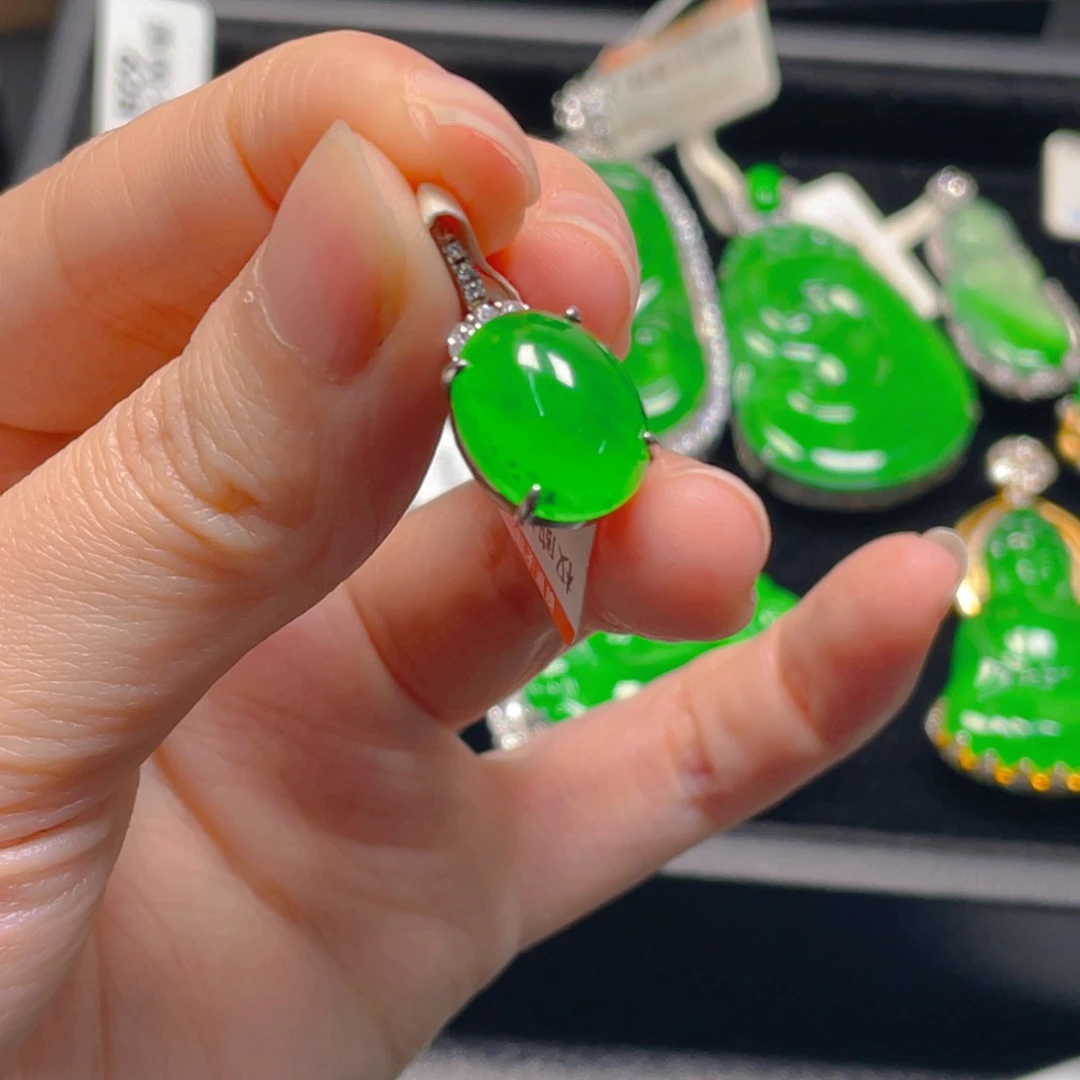 翡翠银S925镶嵌吊坠(不含链)