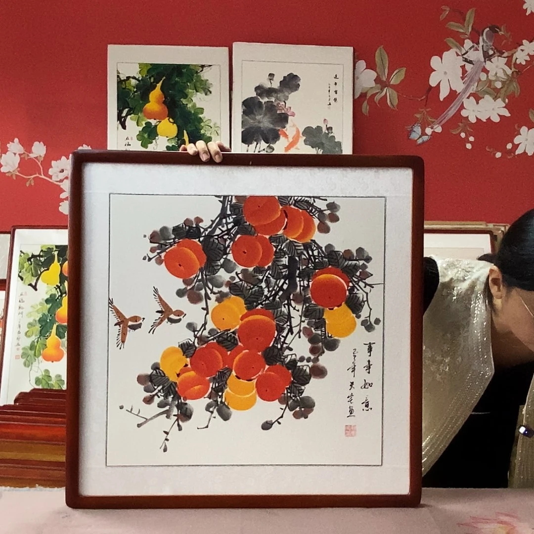 国画手写手绘带框包邮62✖️62国画作品