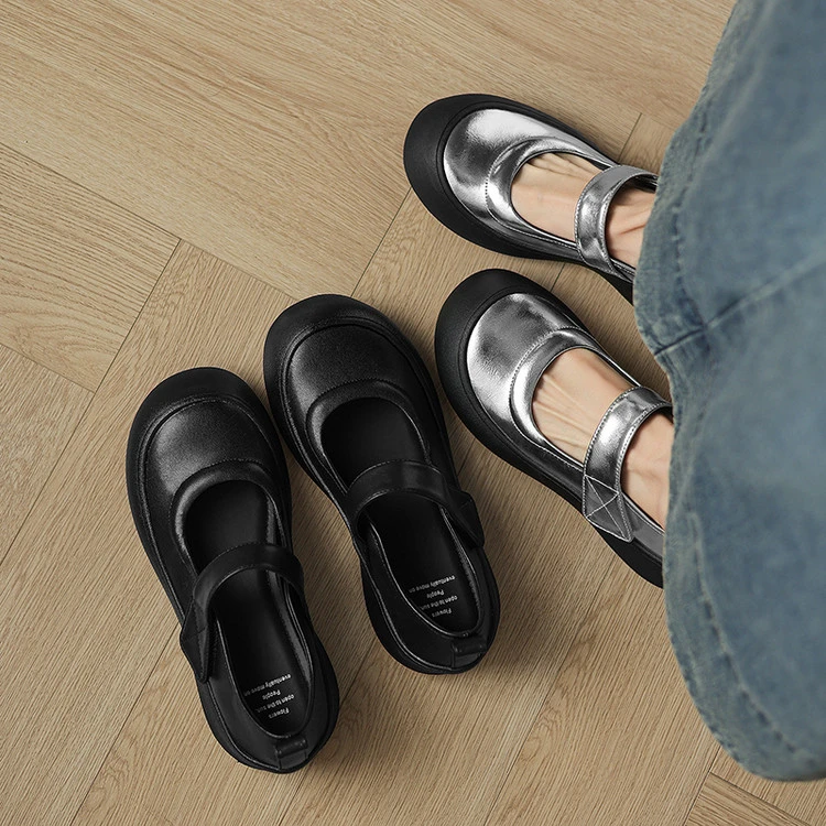 5.5cm 韩版气质百搭舒适厚底玛丽珍鞋春秋简约学院风时尚浅口单鞋