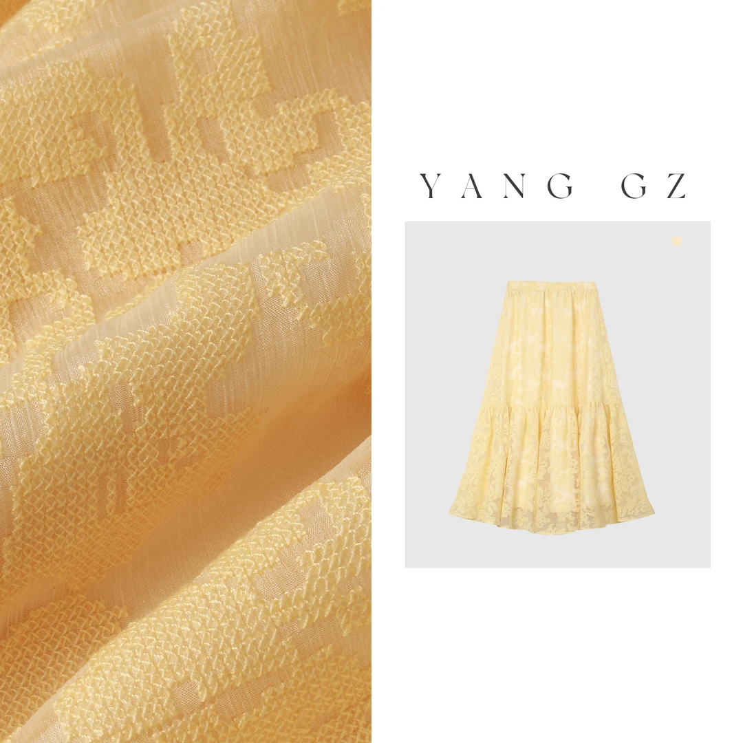 YANG GZ【漫诗与歌】春夏新款雏鸡黄暗纹半身裙女 GZ5151GL602075