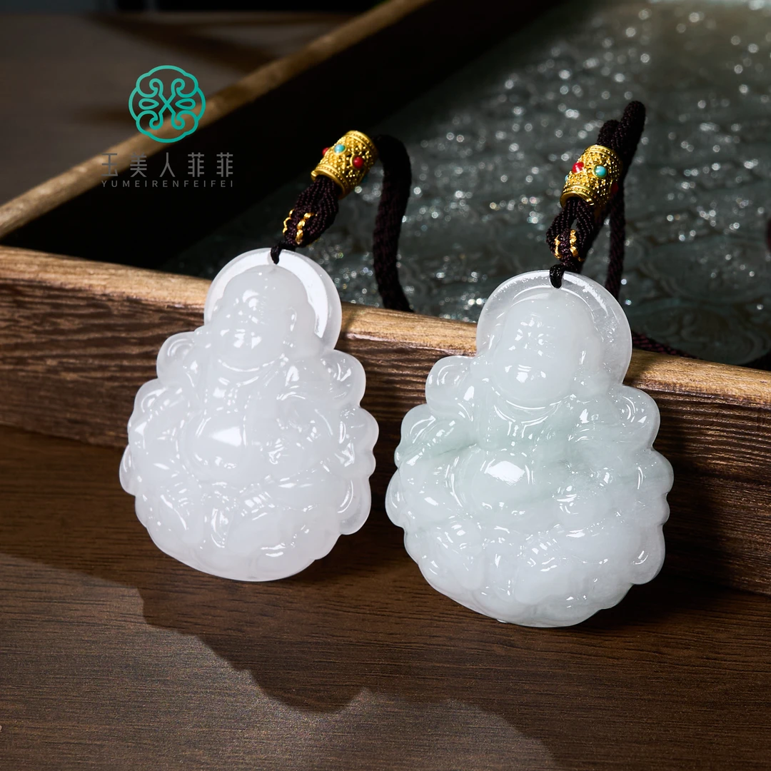 石惑珠宝*天山翠弥勒佛吊坠约45*51mm-多样性发一