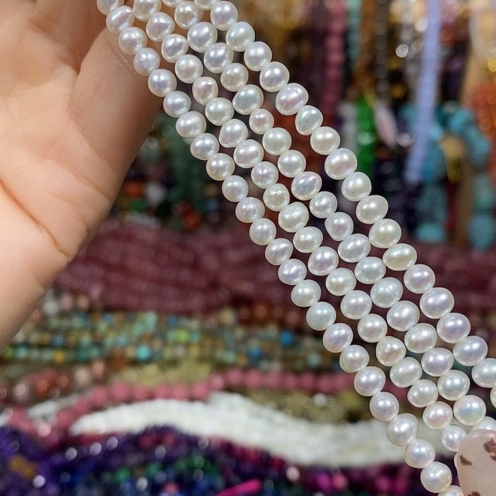 玛瑙/玉髓未镶嵌珠宝半成品天然淡水珍珍卡4-5mm