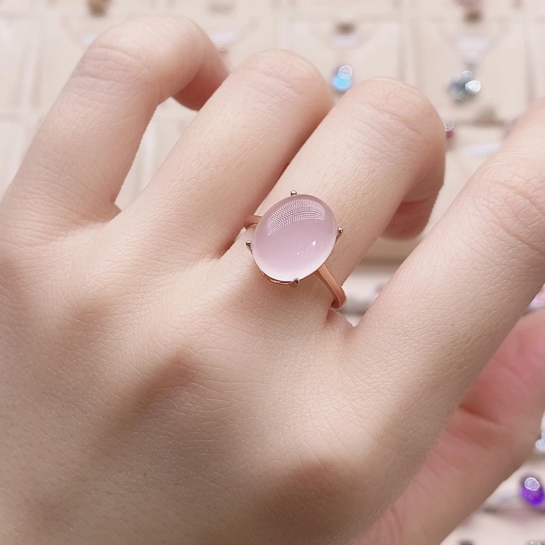 芙蓉石银S925镶嵌戒指戒指