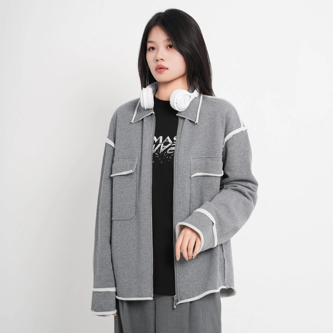 AMASS/阿玛施长袖防风宽松型翻领落肩袖短外套上衣女士女装540039