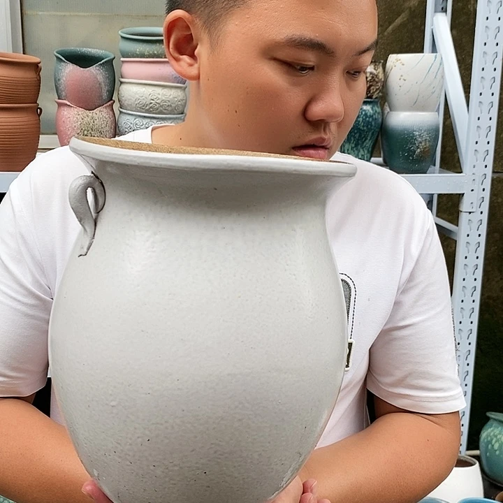 紫砂花盆口21高27瑕疵