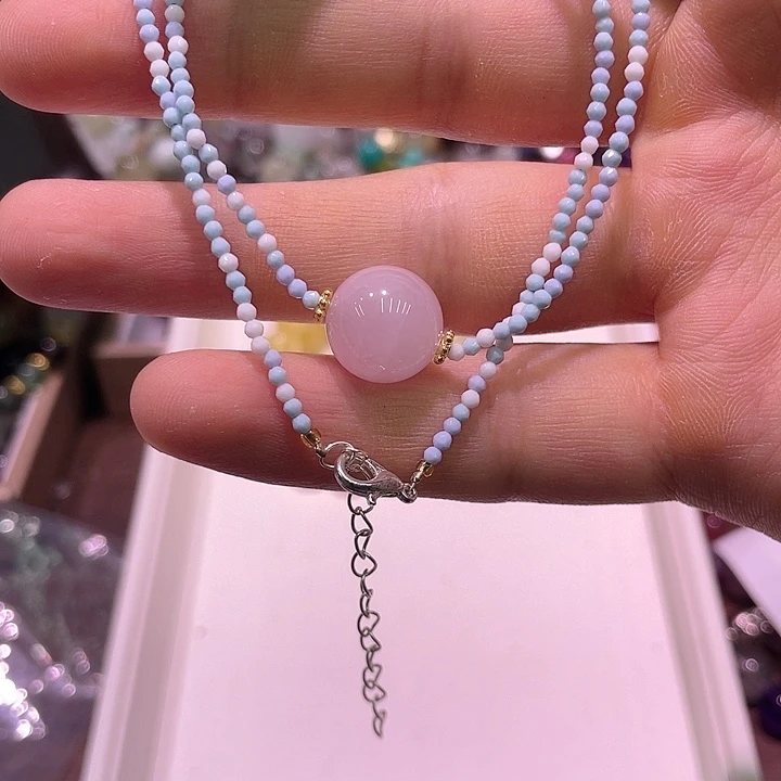 水晶手串未镶嵌粉水项链