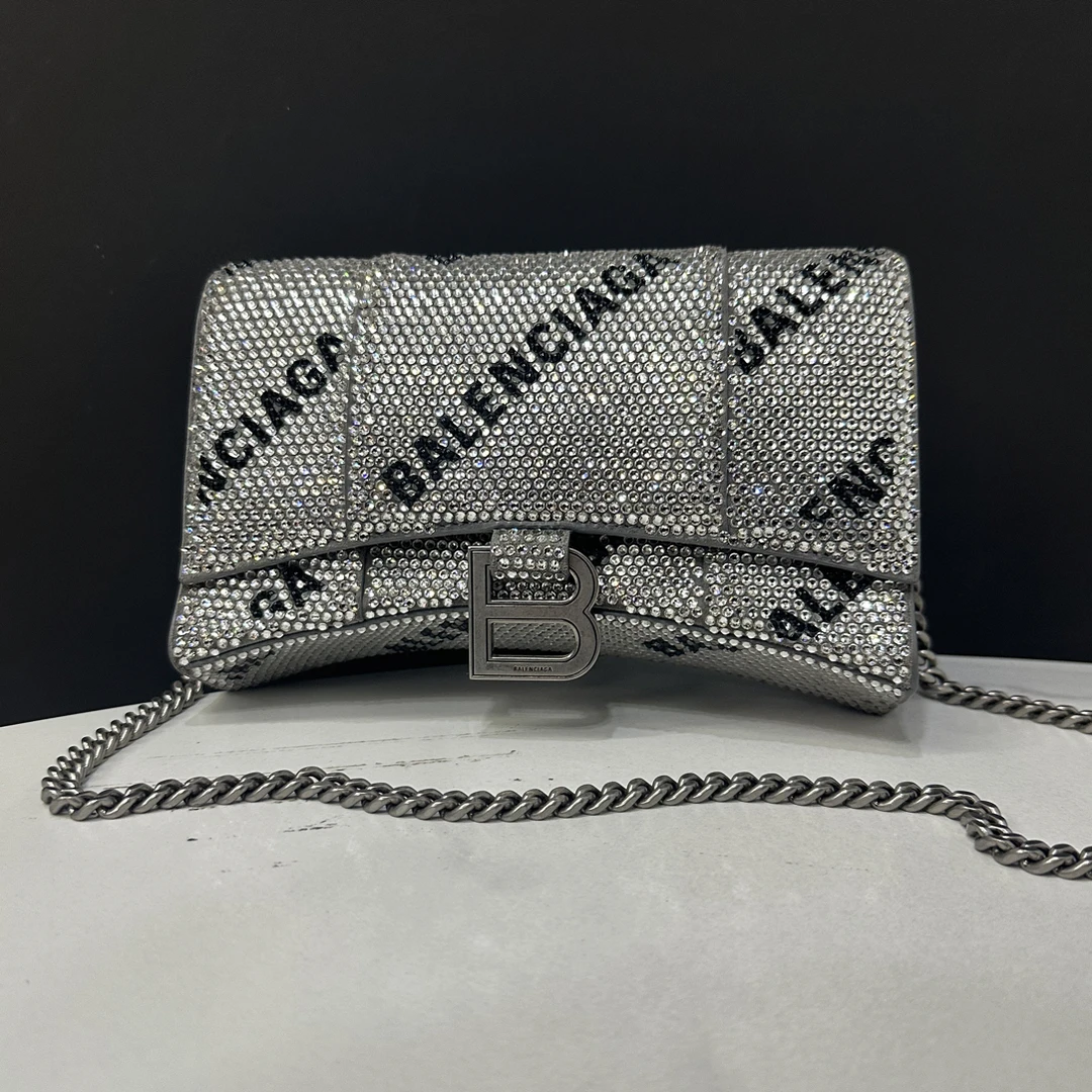 95新 Balenciaga/巴黎世家 水钻沙漏包19cm/JJ5091503