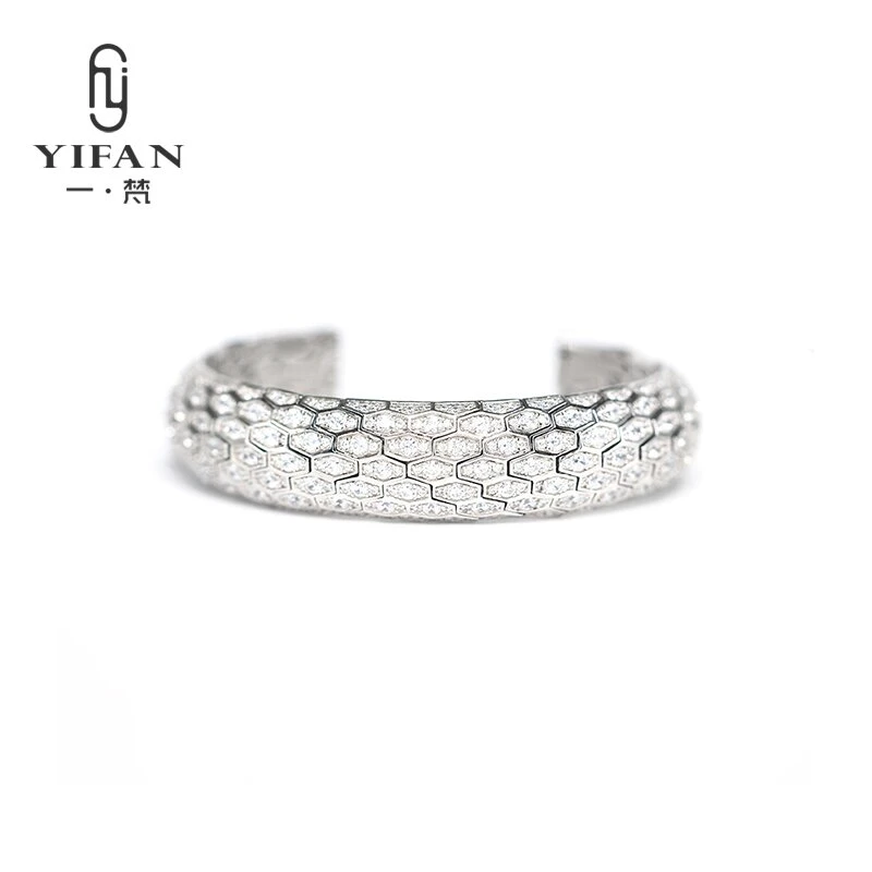 925银合成锆石手镯 一梵  4012-设计师款经典时尚气质弹力蛇纹手