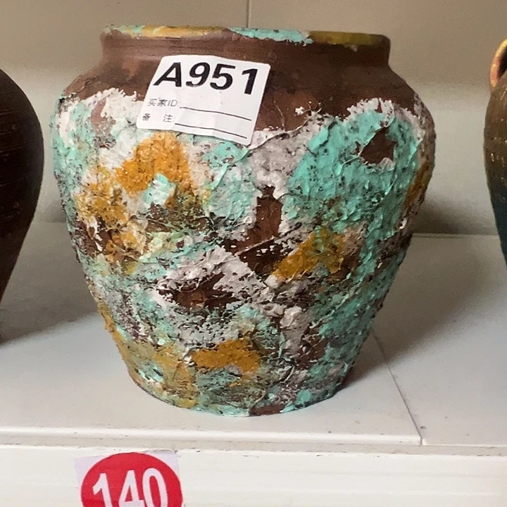 粗陶盆有孔高20口14