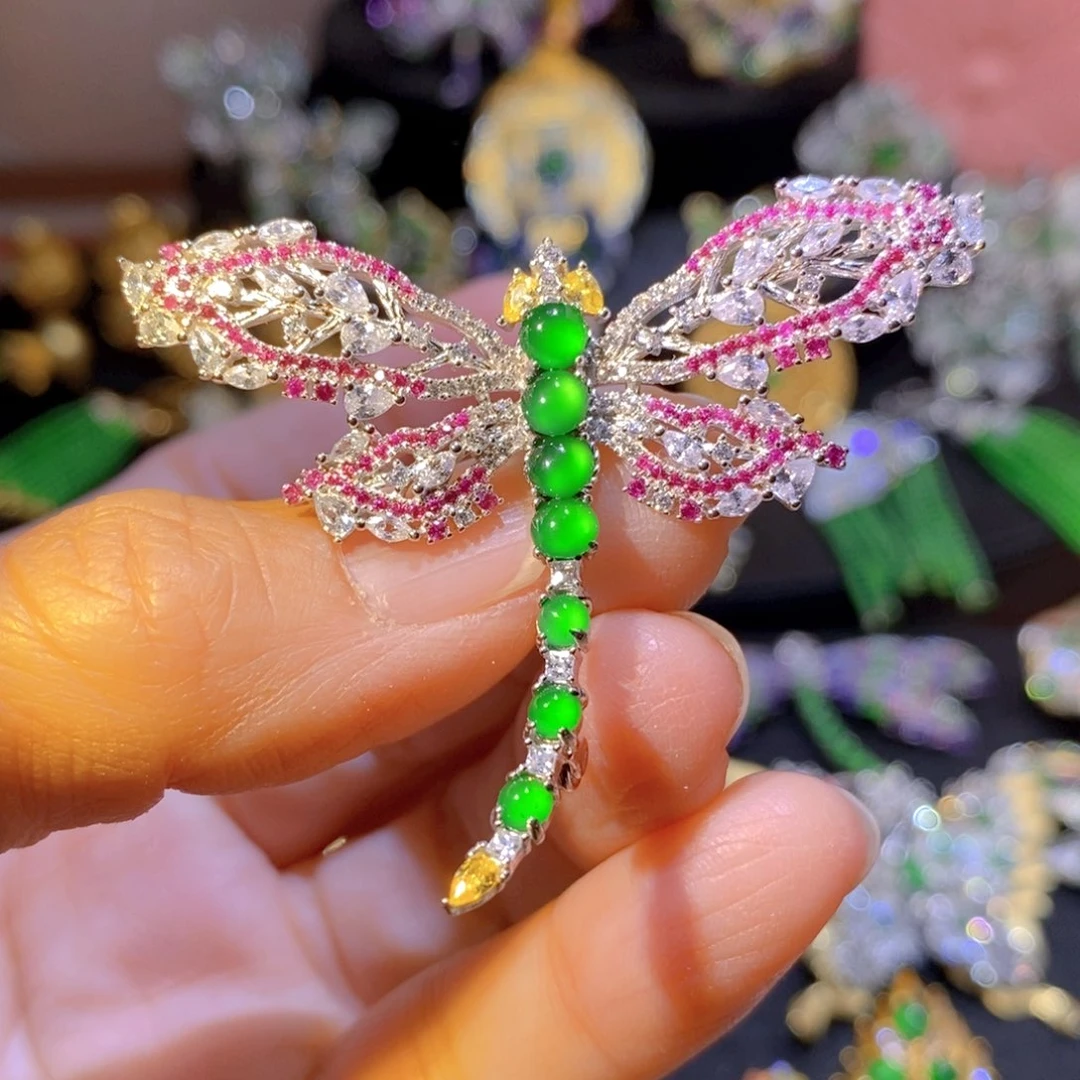 吊坠(不含链)银S925镶嵌翡翠