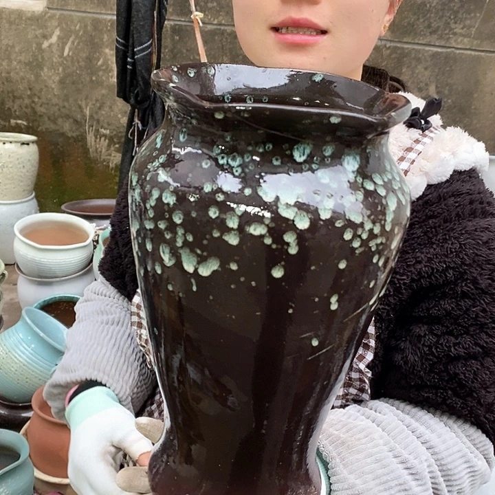 紫砂花盆瑕疵口17高30