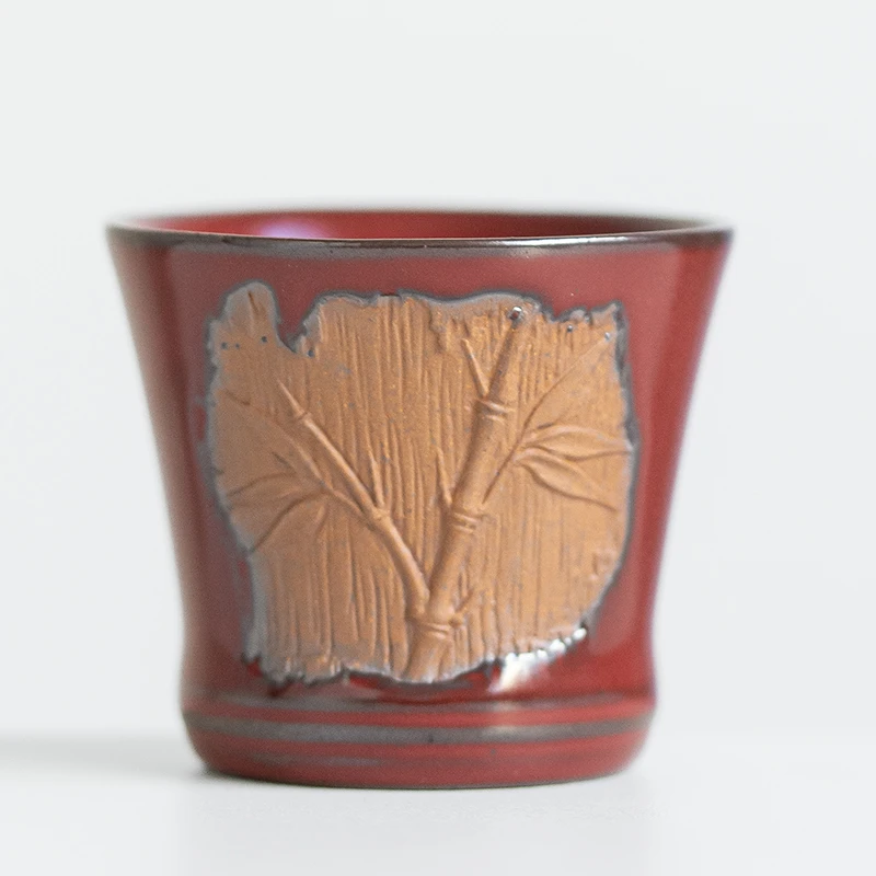 文良甄品节节高升浮雕竹节杯国风创意主人杯家用办公室小号品茗杯