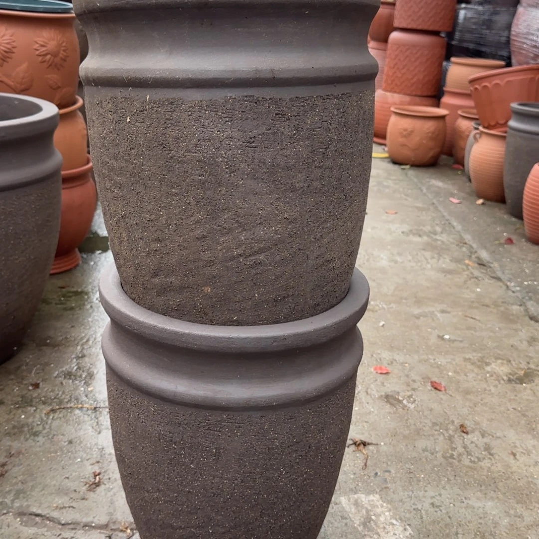 紫砂花盆口32高42宜兴粗陶粗糙正常