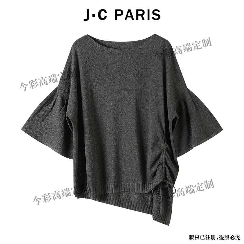 6819  A字领大版宽松抽绳经典显瘦短上衣