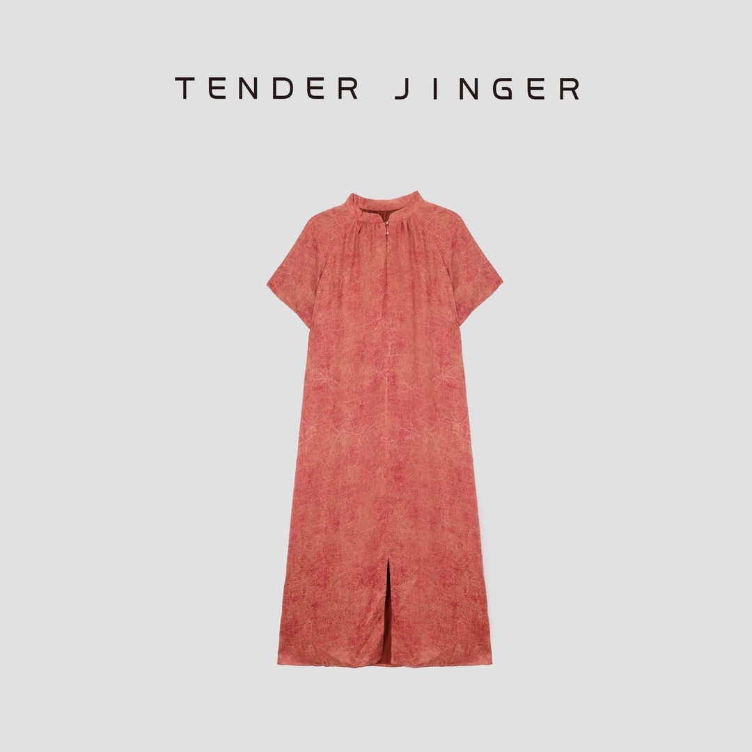 Tender Jinger【黑标】粉黛花萝香云纱连衣裙T52LAN30395