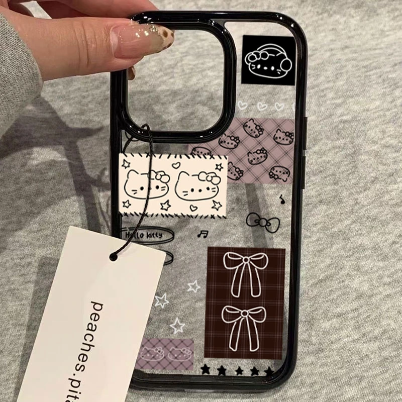 蝴蝶结KT适用苹果15Pro手机壳13硅胶XSMax/xr/12女16/14