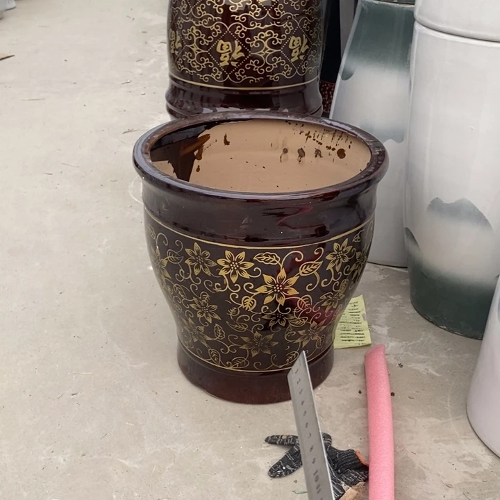 低腰棕金花缸特大号口40/40