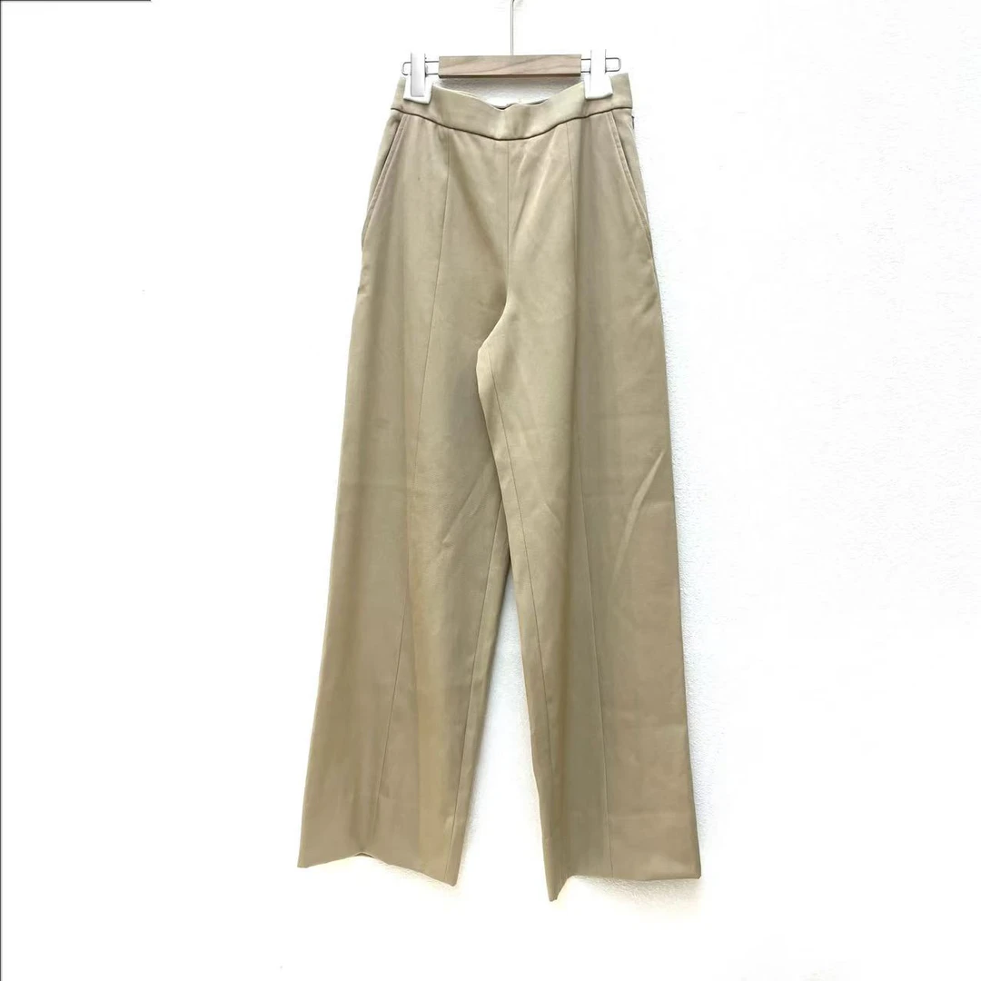 99新 LANVIN 米色羊毛阔腿休闲裤38码2293