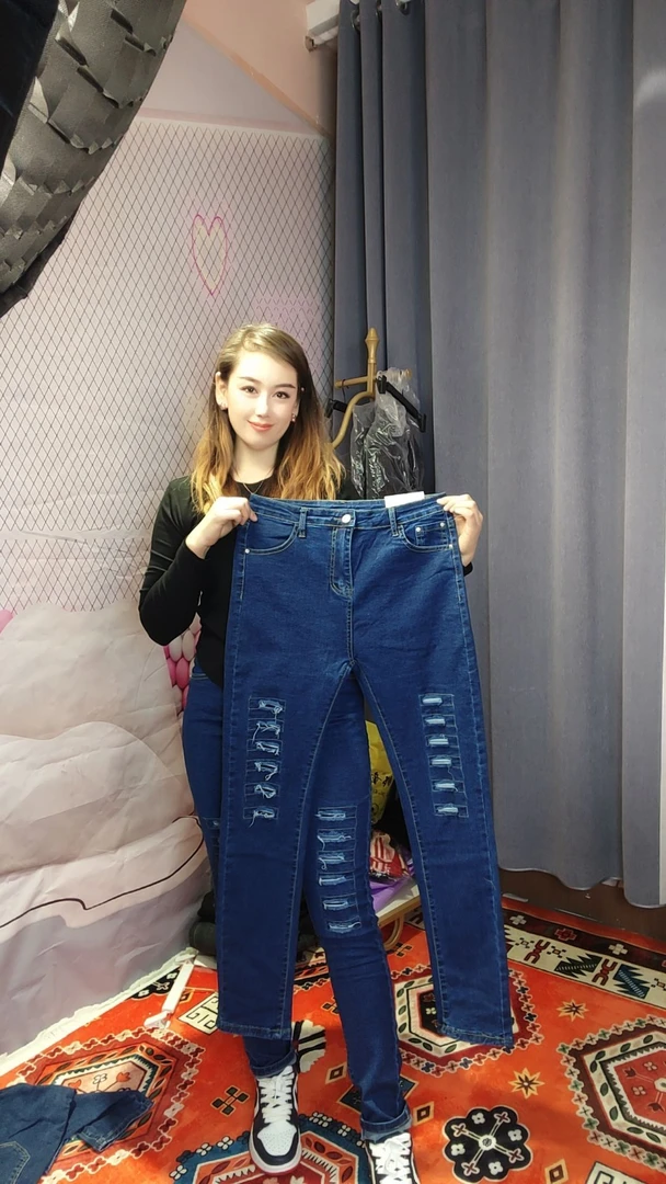 8898新款热卖网红蓝色铅笔裤小脚裤牛仔裤包邮