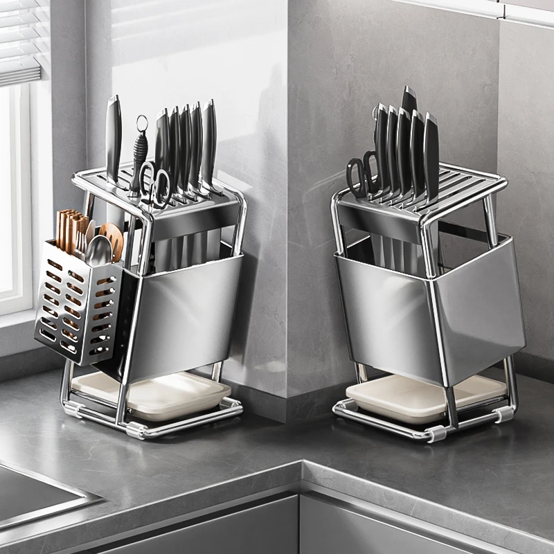 厨房刀架菜刀架置物架多功能刀架家用沥水台面放菜刀具刀座收纳架