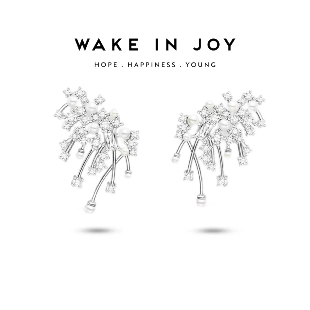 合金耳饰 璀璨星云耳环何方气泡双层耳钉明星同款气质飘带耳饰女