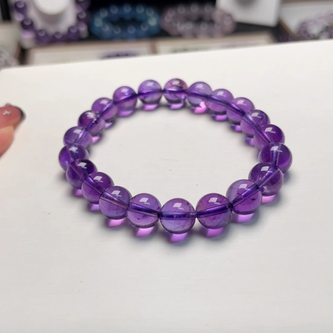 未镶嵌手串水晶乌拉圭紫水晶中紫9m