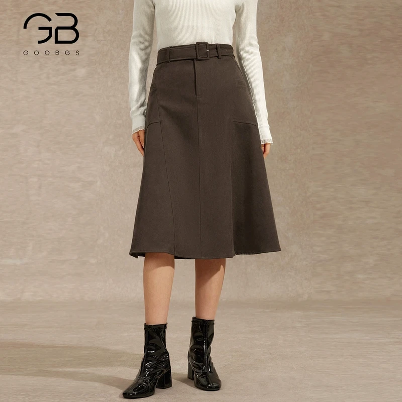 【籽言专享 】谷邦GOOBGS 廓形绒感半身裙 G2422282