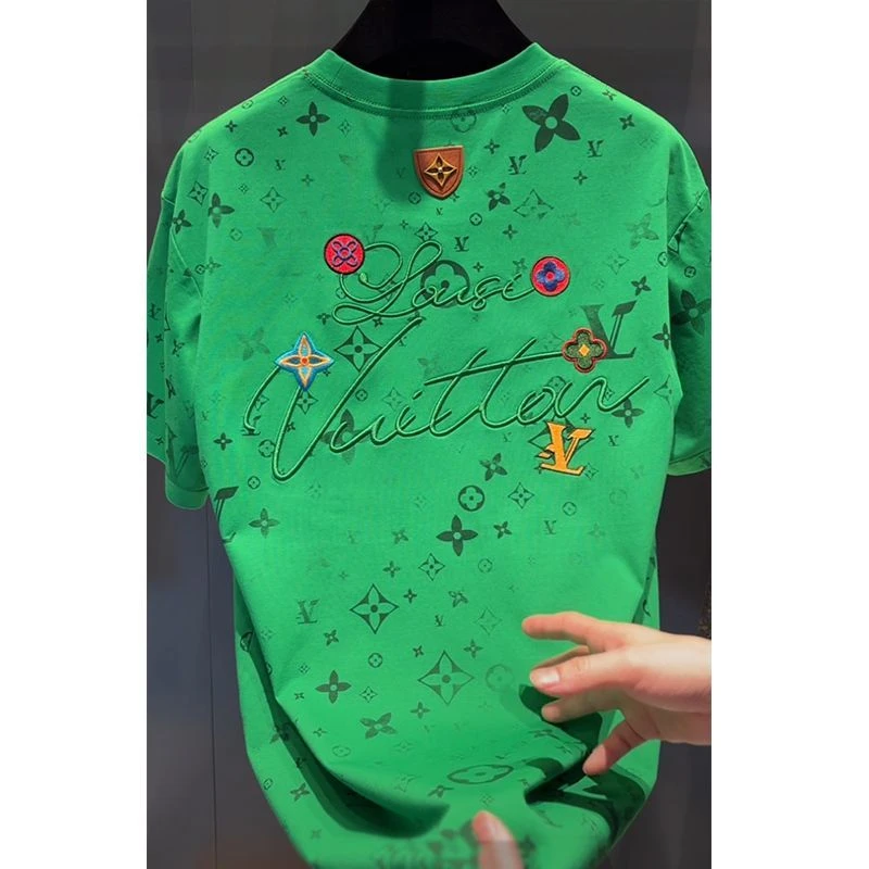 新款短袖2025夏季字母绣花小众新品高级时尚百搭重工印花宽松短袖