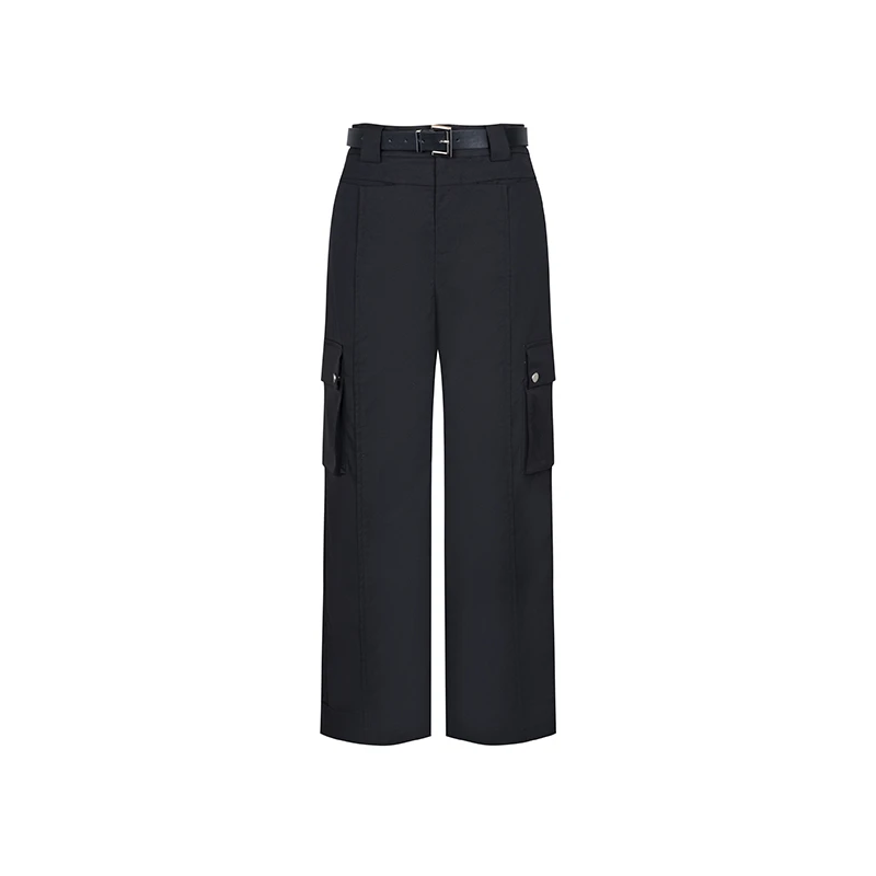 设计师女装2025夏季新款休闲裤高腰直筒简约宽松百搭工装裤42453