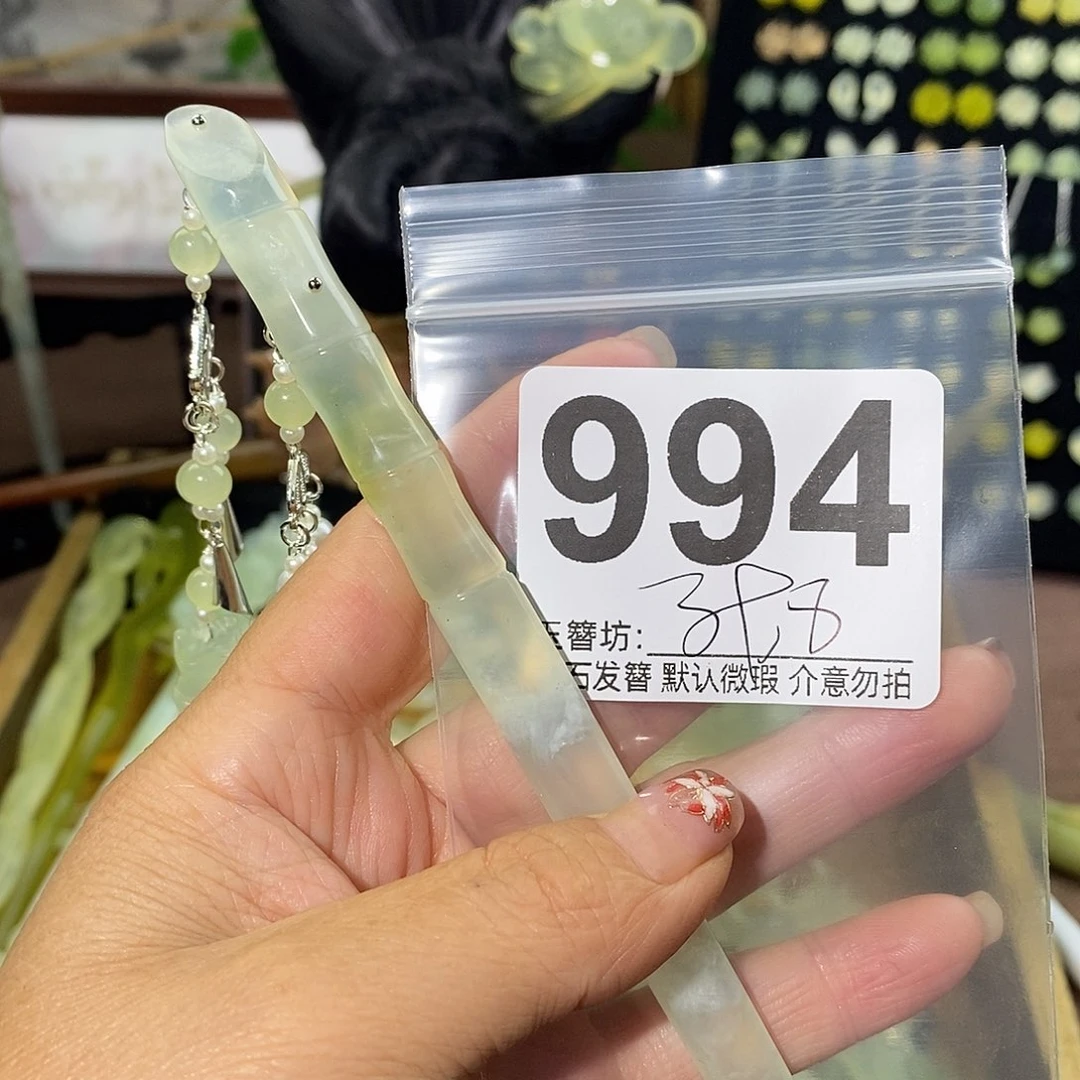 卷***门合金蛇纹石玉发饰