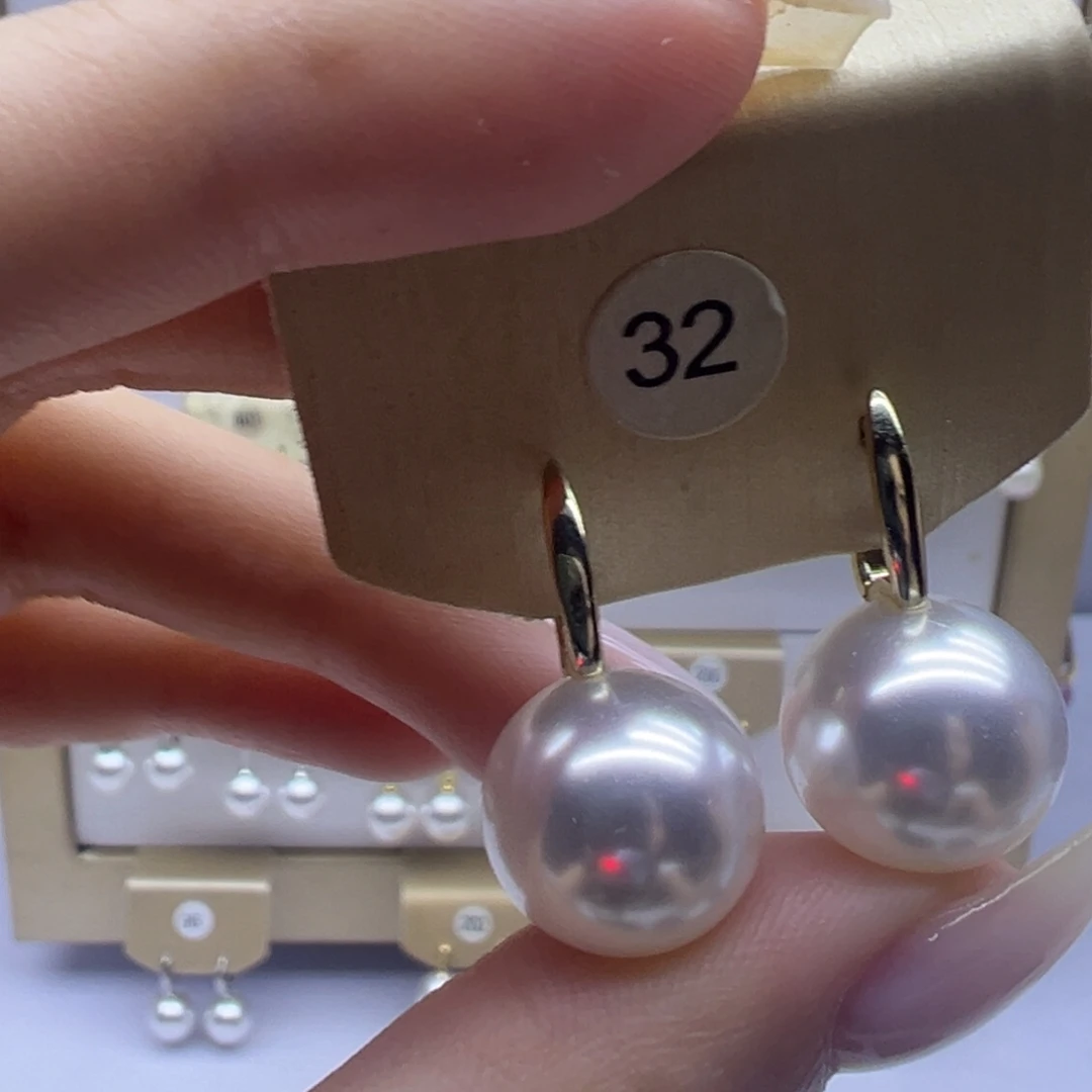 耳饰银S925镶嵌淡水珍珠