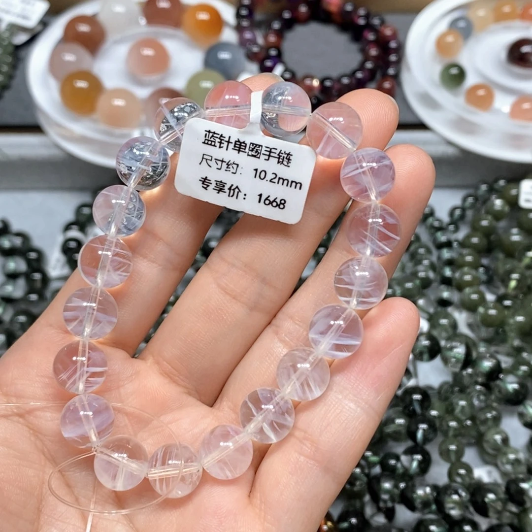 水晶手链未镶嵌蓝针单圈手链
