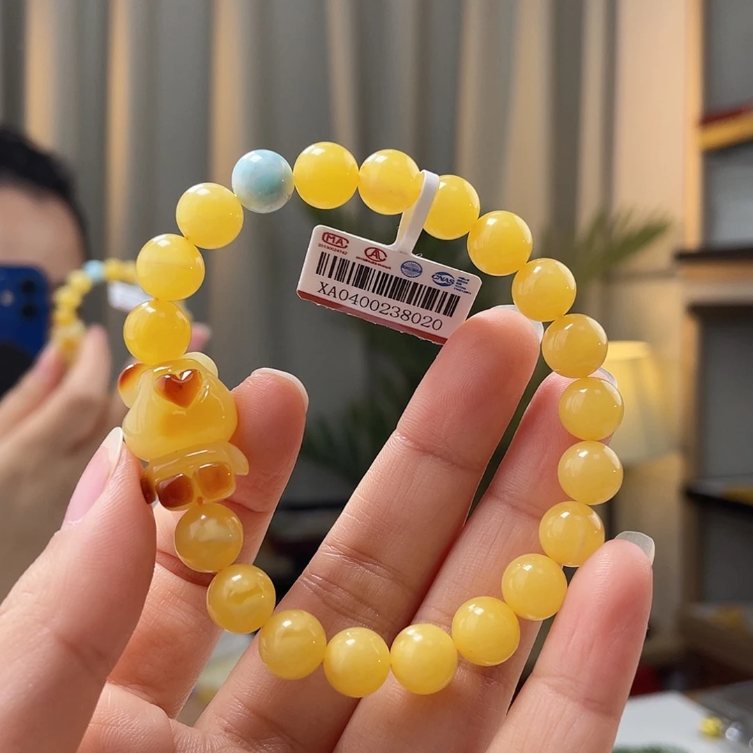 琥珀裸石未镶嵌蜜蜡手串