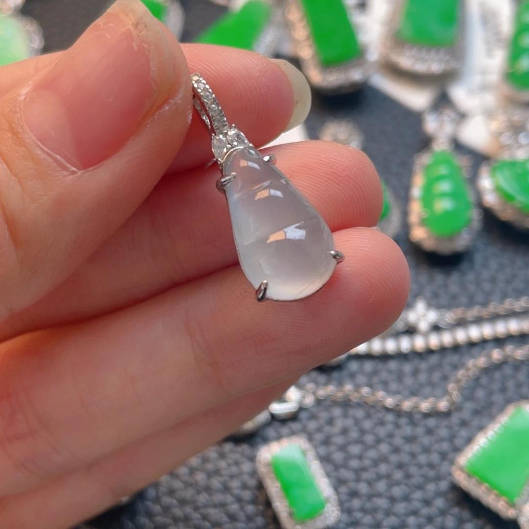 翡翠银S925镶嵌吊坠(不含链)