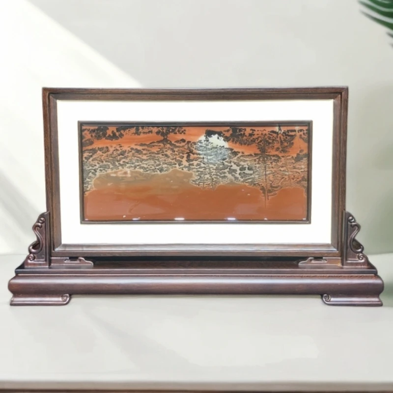 【石有画】广西国画石草花石奇石观赏石屏风摆件，规格cm：40×24×3.5