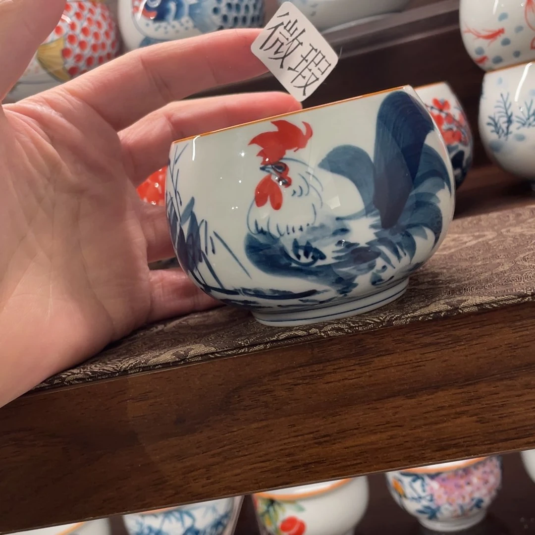 釉下手绘茶具微瑕