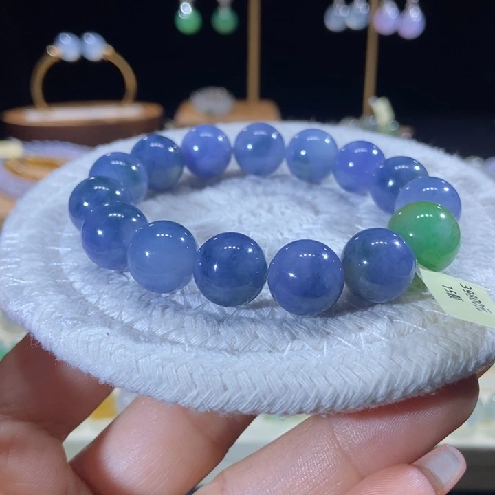 翡翠未镶嵌吊坠(不含链)翡翠薰衣草蓝紫圆珠手串