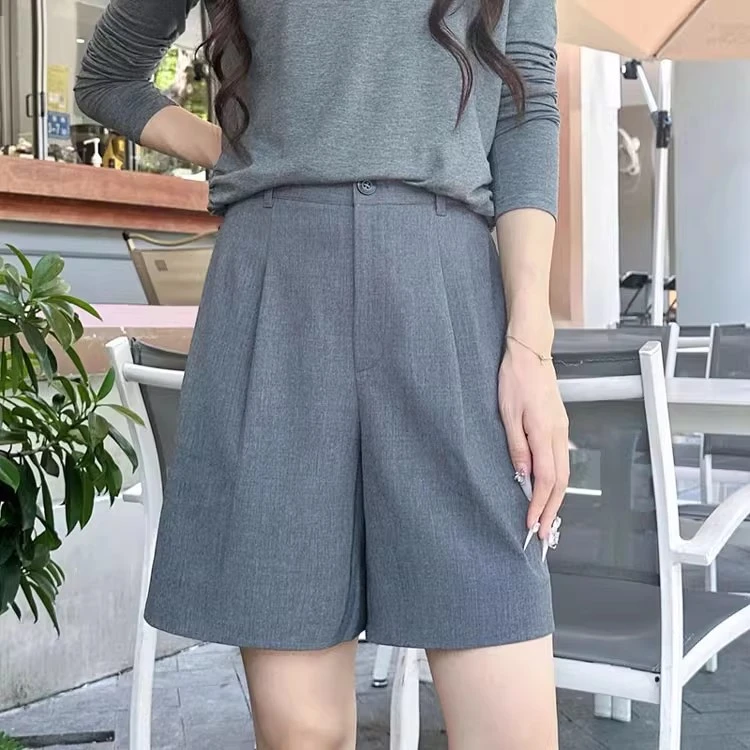 【AMSSGIRD】夏款极简风休闲薄款高腰直筒西装短裤女1100539