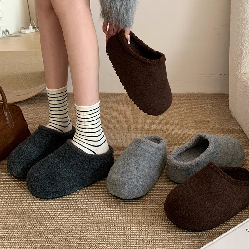 【万达撤柜】厚底7CM~卡皮巴拉毛毛鞋棉鞋懒人一脚蹬加绒包头半拖鞋