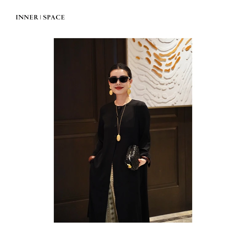 INNER｜SPACE自在系列黑色羽衣真丝外套